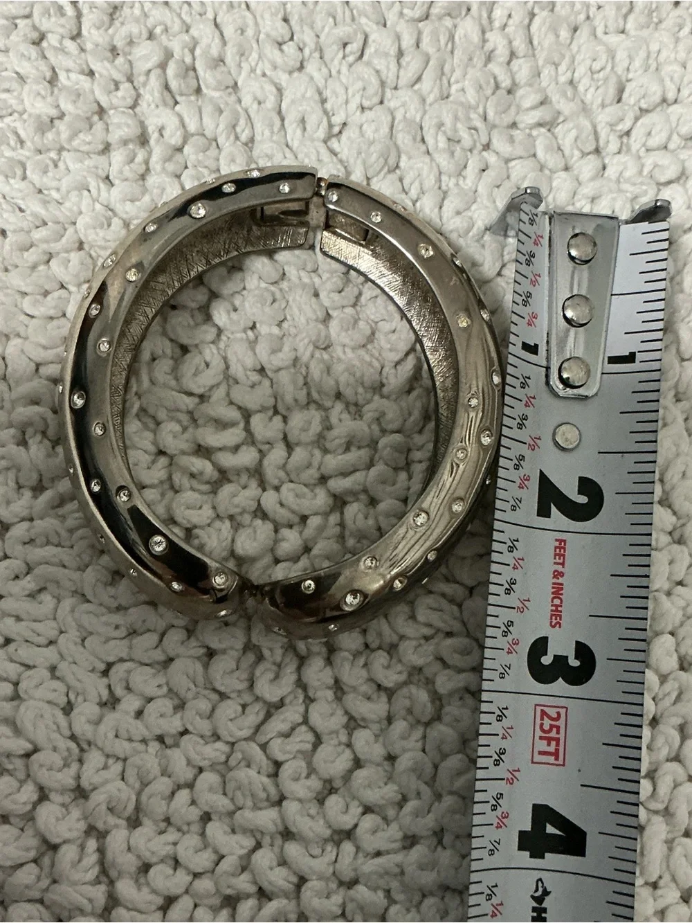 STRONGWATER STUDIOS Silvertone Hinged Clamper Bracelet Vintage